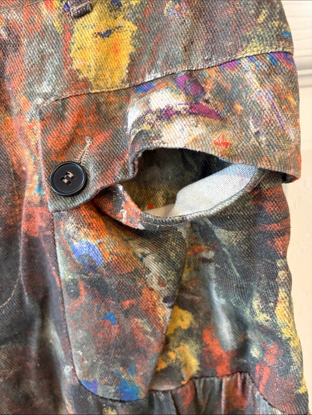 RESTOCKED DAVI & DANI Olive Orange Paint-Splatter Denim Balloon Bottom Pant - Picture 8 of 11